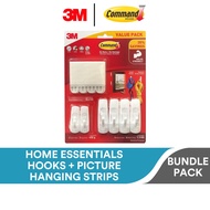 3M Command White Utility Hooks and Picture Hanging Strips Value Pack, 17008VP-MIX, 4 Med Strips, 2 Small, 4 Med Hooks
