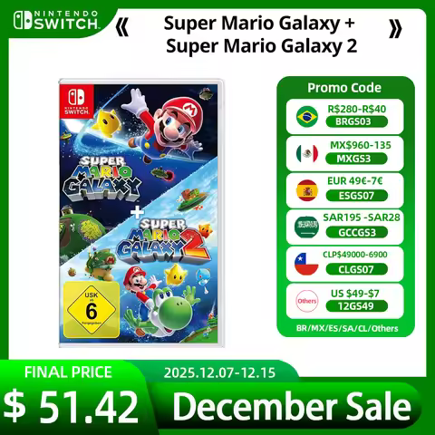 Mario Galaxy + Super Mario Galaxy 2 - Nintendo Switch Game NS1 and NS2 Original Games Card Support T
