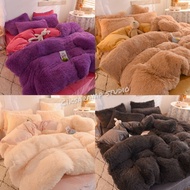 fluffy bedsheet set cadar lembut mink fleece cloth cozy warm 3pcs / 4 pcs set