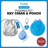 [FWEE] Keychain & Silver Pouch Blue Fur Pouch Pudding Pot Keyring