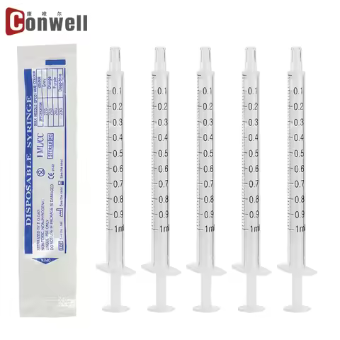 100 Pack 1ml Corrosion-Resistant Plastic Syringe Without Rubber Stopper Disposable 2 Parts Syringes