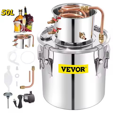 SucceBuy 50L Moonshine Still Alcohol Distiller w/ Water Pump Stainless Copper Home Brew Ethanol Wine