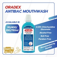 Oradex Antibacterial Mouthwash 90/250/400/750ml  | Ubat Kumur Mulut Harian | Tanpa Alcohol | 漱口水, 不含