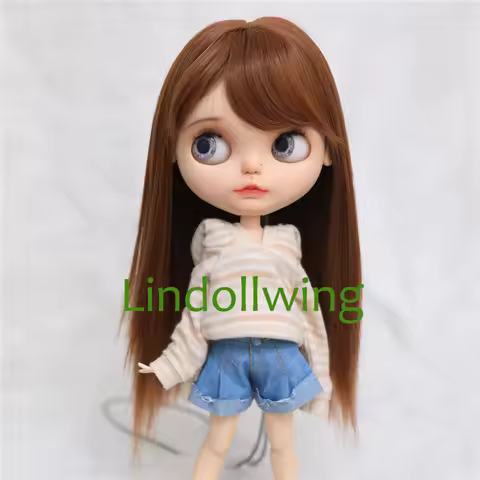 9-10 inch Blyth Wig Long Brown Straight Hair