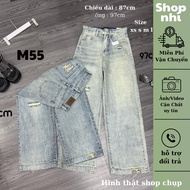 Women's wide-leg mushroom jeans, length 87cm + 97cm, size SML Shop Nhi (S175 - Mushroom straight pan
