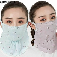 AUBREY1 Ice Silk Mask, UV Protection Face Scarves Face Cover, Breathable Face Mask Flower Pattern Sunscreen Veil Face Gini Mask Cycling
