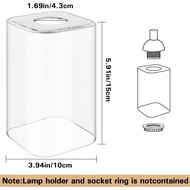 1PCS Square Glass Lamp Shade, L3.94" x H5.91" Clear Glass Lamp Shade Cover for Vanity Light Fixtures