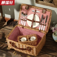 Picnic Box Basket ins With Tableware Rattan Basket Storage Basket Picnic Props Outdoor Camping Full 
