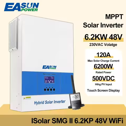 EASUN POWER 6200VA 6.2KVA Hybrid Solar Inverter 48V Built MPPT 120A Solar Controller 230VAC Voltage 