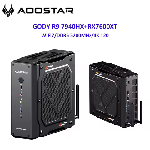 AOOSTAR GODY Gaming Mini PC AMD Ryzen 9 7940HX 8GB + Radeon RX 7600 XT 8GB GDDR6 for Gaming Desktop 