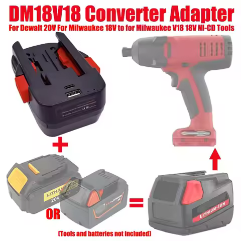 DM18V18 Adapter for Milwaukee 18V for Dewalt 20V Battery To for Milwaukee V18 48-11-1830 48-11-2230 