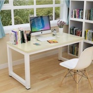 ONE - 電腦桌簡易書桌家用臥室學習桌學生桌簡約辦公桌子(楓木色+白腳)100x50x74cm