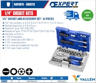EXPERT by Stanley E194672 - 34pc 1/4" Square Drive Metric 6pt Socket + Bit Set