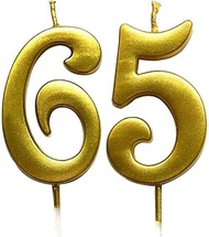 MAGJUCHE Gold 65th Birthday Numeral Candle, Number 65 Cake Topper Candles Party Decoration for Women