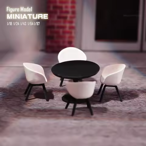 Miniatures Figures 1/87 1/64 1/43 1/24 1/18 Fashionable Tables Chairs Set Model Creative Coffee Shop