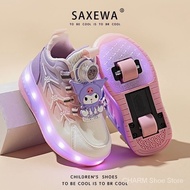 【Original quality】girls' double-wheeled Heelys, children's Kuromi cotton shoes, luminous knob skates