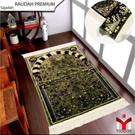 Premium Prayer Rug with Raudhah Motif, Soft Velvet Material, 8mm Thickness, Adult Size 110X70Cm