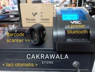 Paket Mesin kasir isinya printer laci dan barcode scanner wireless