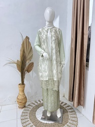 Realpict Setelan Tunik Lebaran 2024/Atasan Tunik Lebaran Putih Rok Songket//Tunik Putih Kekinian Kom
