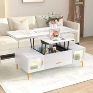 升降式多功能茶几  多功能升降茶幾餐桌兩用小戶型客廳家用壹體可折疊飯桌二合壹多用