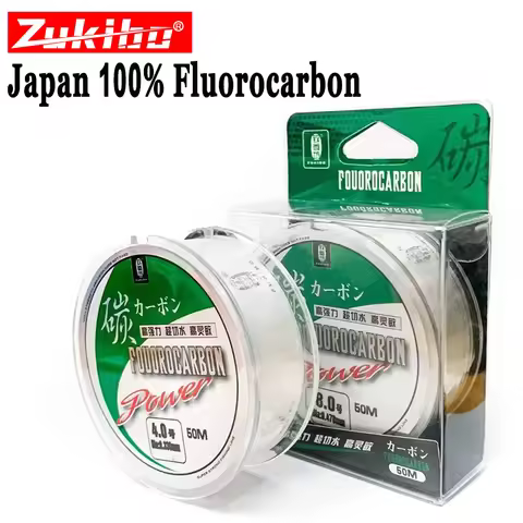 ZUKIBO 50M 100% True Fluorocarbon Fishing Line Japanese Carbon Fiber Line Monofilament Leader Line F