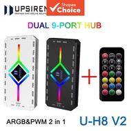 UPSIREN U-H8 ARGB PWM Fan Hub 5V 3-Pin 4-Pin Controller