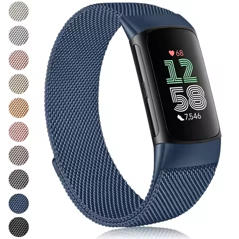 Magnetic Strap For Fitbit Charge 6 Watch Band Replacement Metal Milanese Loop wristband For Fitbit C