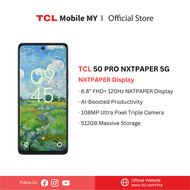 TCL 50 Pro NXTPAPER 5G Smartphone 6.8" FHD+ 120Hz | 108MP Camera | 12+512GB | T-Pen Stylus | Eye-Car