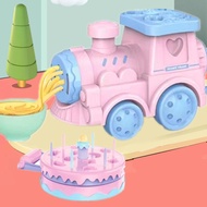 Mainan Kereta Api Plastisin Dan Kue Ulang Tahun 2 in 1 Set Lengkap Cetakan dan 8pcs plastisin / Play