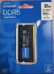 Crucial DDR5 32GB 5600MT/s 筆記電腦記憶體