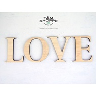 LOVE letter set in natural wood color