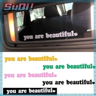 SUQI Car Mirror Stickers, Vinyl You Are Beautiful Rearview Mirror Decal, Wall Decal Gift English Letter Self-Adhesive Auto Mirror Stickers Laptop Computer