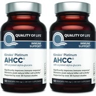Quality of Life AHCC Kinoko Platinum 750 mg – Premium Immune Supplement - Pack of 2, 60 Count Bottle