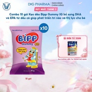 Combo of 10 packs of Bipp Gummy IQ gummies supplemented with DHA and EPA from fish oil to help devel