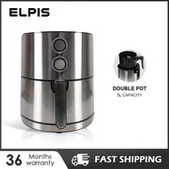 ☬✑■ELPIS Air Fryer 5 Liters 1400 Watts Knob Control Airfryer without Oil Double Nonstick Pots Electr