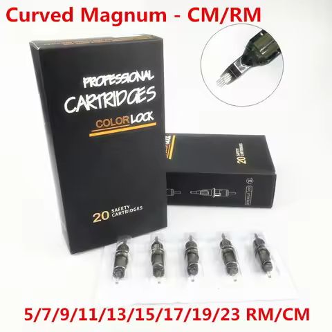 Box Of 20PCS 0.30/0.35MM Premium Gray Tattoo Needle Cartridges - Curved Round Magnums 5/7/9/11/13/15