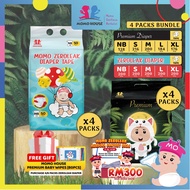 4 Packs Momo Zeroleak Momo House Baby Diaper Tape  - NB / S / M / L / XL