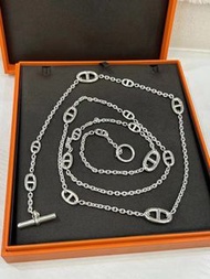 現貨  愛馬仕 Hermes 愛馬仕 925 豬鼻子 純銀鏈條⛓️120cm