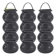 12Pcs Mini Black Cauldron with Handle Halloween Mini Witch Cauldron Halloween Pot Candy Holder for H