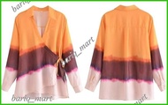 Diskon Ab768773 Baju Atasan Blouse Kimono Panjang Wanita Korea Orange