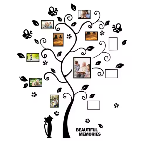 3D Acrylic Picture Frames Tree DIY Family Tree Picture Wall Decoration Adhesive Wall Photo Frames fo