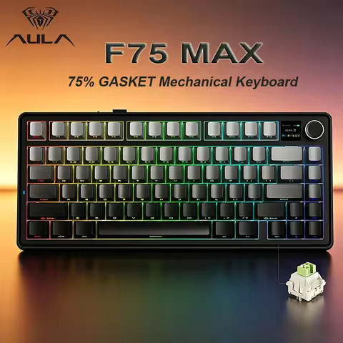AULA F75 MAX Mechanical keyboard 75% Layout Keycaps Wired/Bluetooth/2.4G Hot-Swap RGB E-sports Gamin