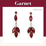 Garnet Earing ต่างหูพลอยโกเมน เงินแท้ 92.5% ประดับพลอยโกเมนแท้ ตัวเรือนเงินชุบพิ้งโกลด์