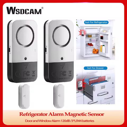 Wsdcam Refrigerator Alarm Door and Window Alarm 120dB Magnetic Alarm Entry Burglar Security Device A