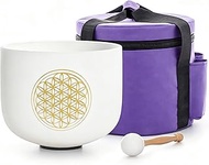 528HZ 8 Inch C Note Flower of Life Crystal Singing Bowl Sound Healing Crystal Bowl Meditation Sound 