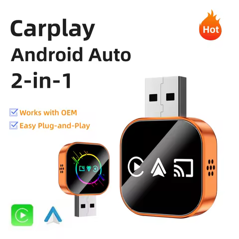 3 in 1 Carplay Adapter Wireless Android Auto AIBox for OEM Wired Carplay Screen Support Original MIC