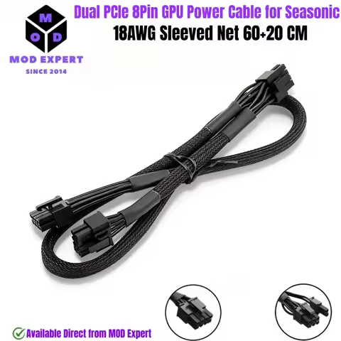 GPU Power Cable 6+2 PCIe Dual 8Pin Sleeved for Seasonic PRIME Titanium/Platinum/Gold/SNOWSILENT 1300