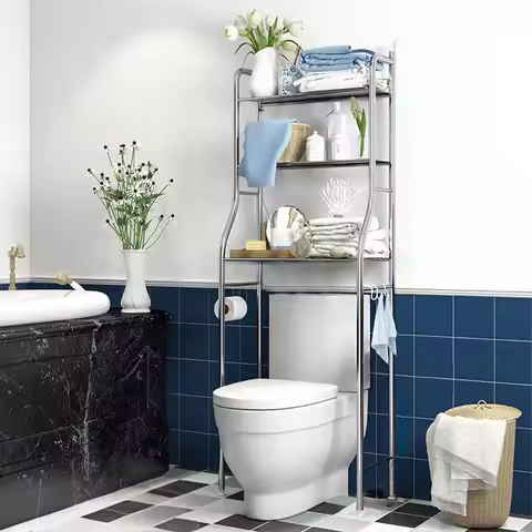 Over Toilet Storage Shelf,2/3-Tier Freestanding Over The Toilet Storage,Metal Bathroom Shelves with 