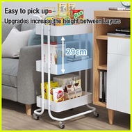 ♞,♘Trolley Cart Organizer 3/4/5 Layer Trolley Shelf Kitchen Bathroom Storage Rack With Wheels Handl