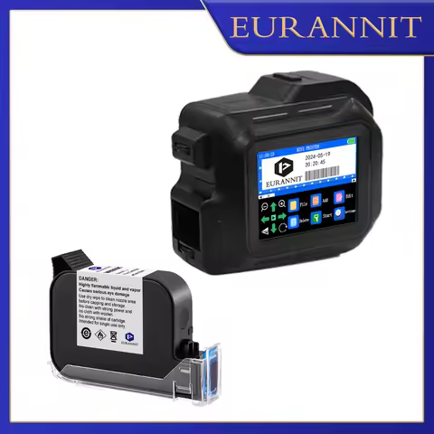 EURANNIT E98 Mini Handheld Inkjet Printer 2.8" Touchscreen with 12.7mm Ink Cartridge for Text QR Bar